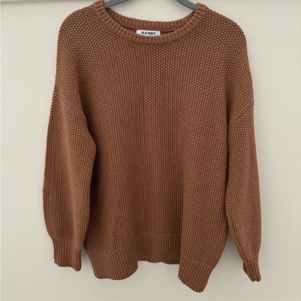 Old Navy Camel Textured Knit Sweater Tunic Length Size XS